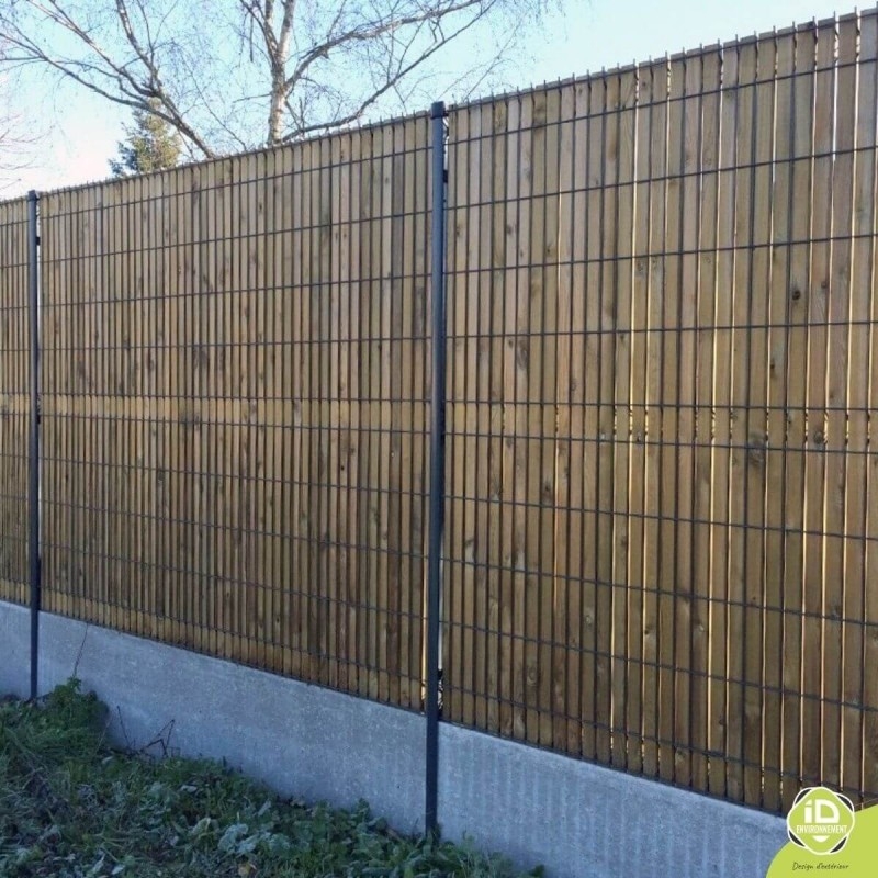 ID-Environnement - Kit d'occultation (brise-vue) en Bois PIN - Grillage rigide