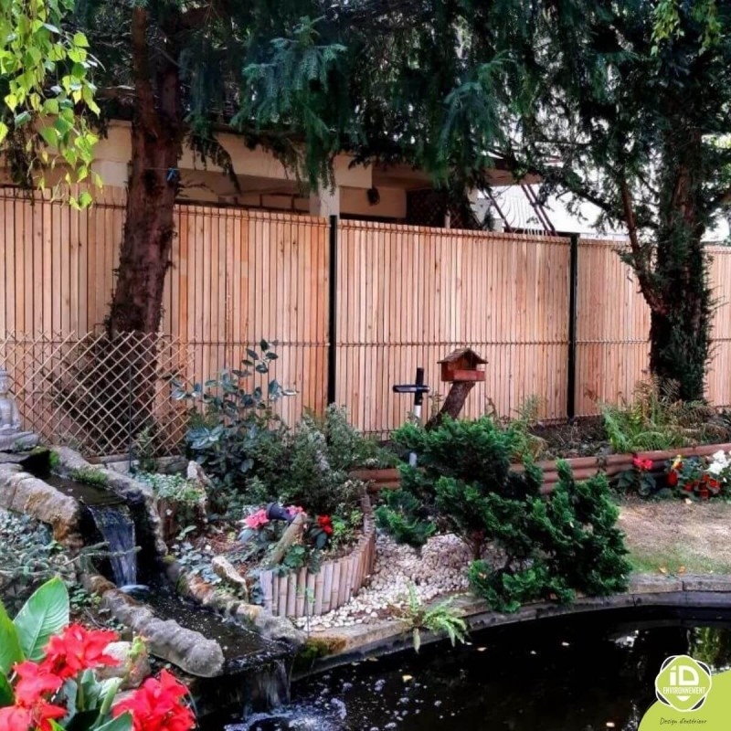 ID-Environnement - Kit d'occultation (brise-vue) en Bois MÉLÈZE - Grillage rigide - Jardin