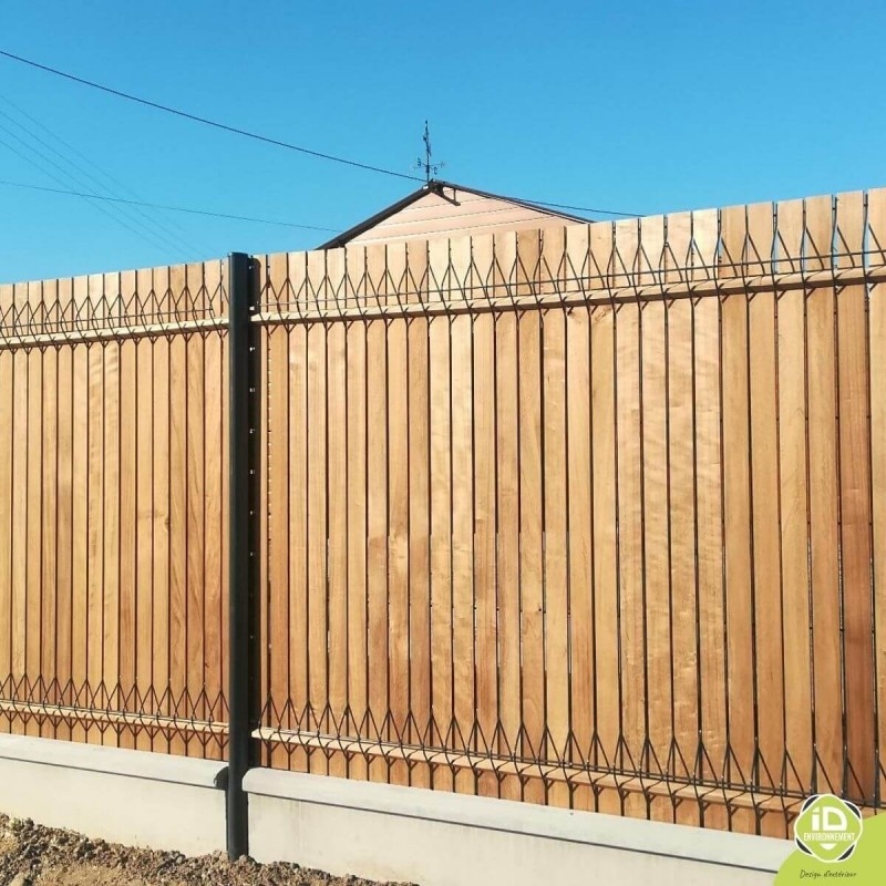 ID-Environnement - Kit d'occultation (brise-vue) en Bois FRAKÉ THT - Grillage rigide - Gris