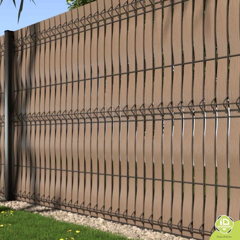 ID-Environnement - Kit d'occultation (brise-vue) en pvc plein effet composite a tresser - Grillage rigide - Bois clair