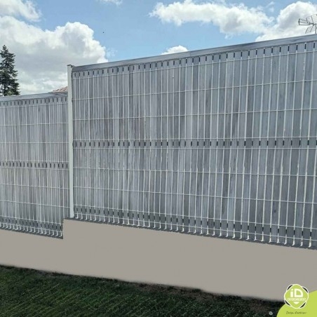 ID-Environnement - Kit d'occultation (brise-vue) en pvc rigide - Blanc grisé - Grillage rigide - Muret