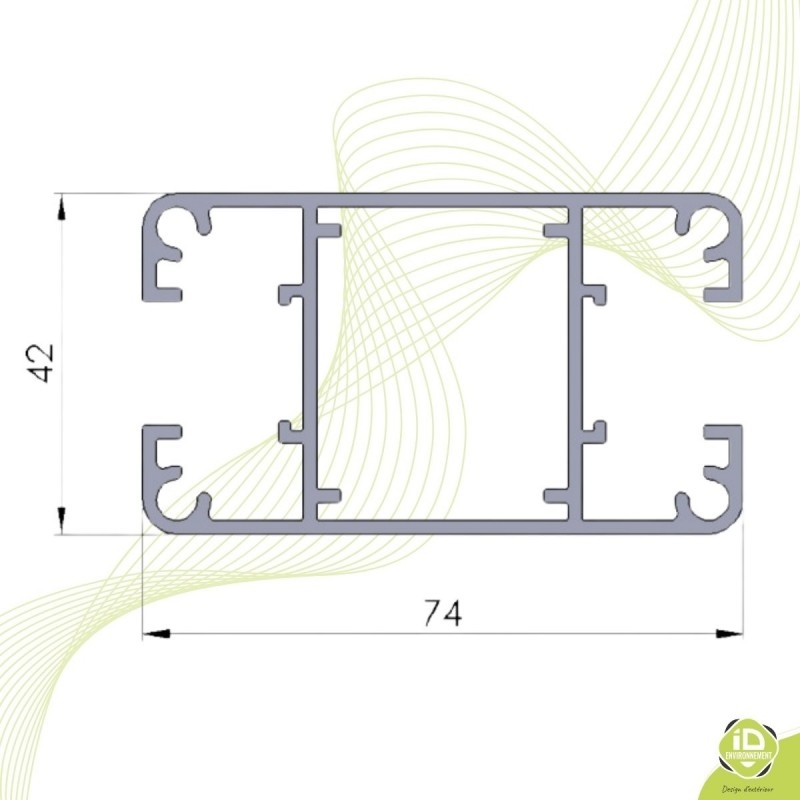 poteau-alu-cloture-pleine-platine-section