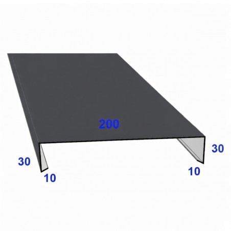 Schéma technique couvertine alu pour muret largeur 200 mm