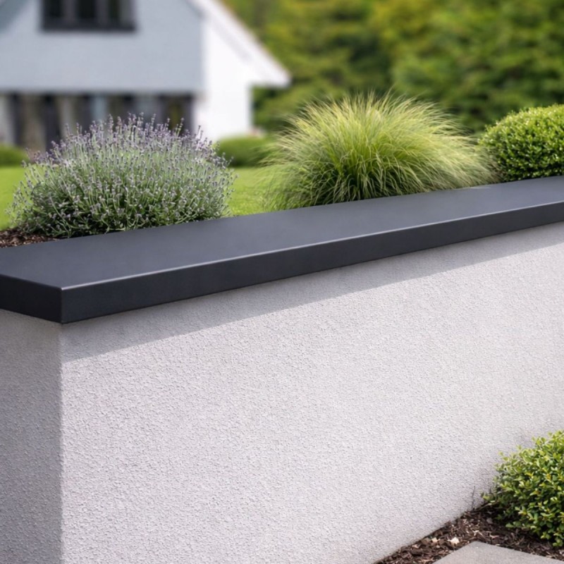 Couvertine acier sur mesure pour muret enduit extérieur