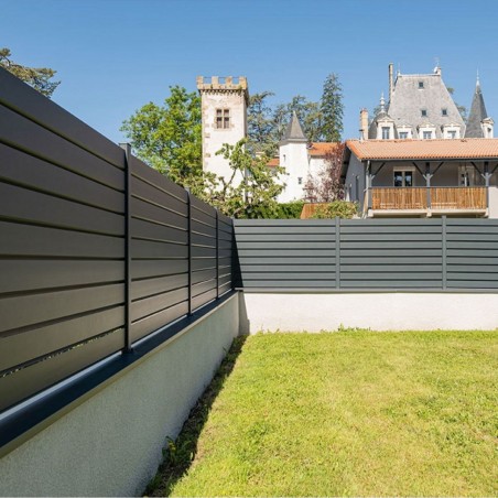 Éclisse de jonction aluminium angle 90° sur muret avec clôture